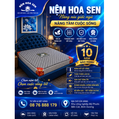 (Tặng Bộ Qu&agrave; 7 M&oacute;n) Nệm Cao Su Tổng Hợp Hoa Sen - Foam Nano Cao Cấp - N&acirc;ng Đỡ Vượt Trội - Bảo H&agrave;nh 10 Năm 